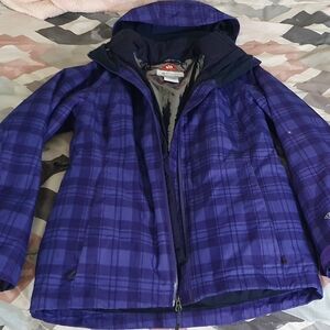 Columbia Omni-Heat Jacket Purple Plaid Waterproof XS